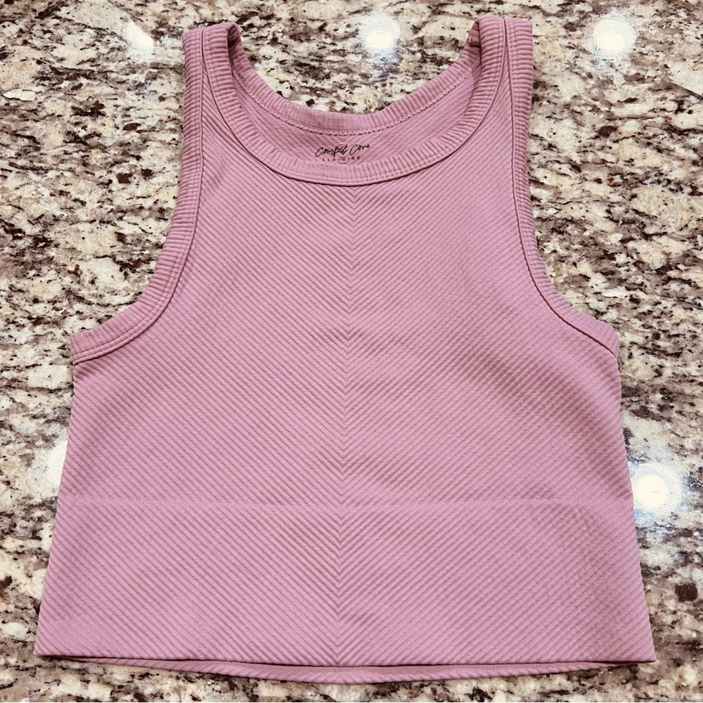 Pink Cropped Tank Top